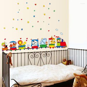 Duvar çıkartmaları sanat hayvan sirk tren diy çıkarılabilir salon çocuk yatak odası ev dekor duvar çıkartma