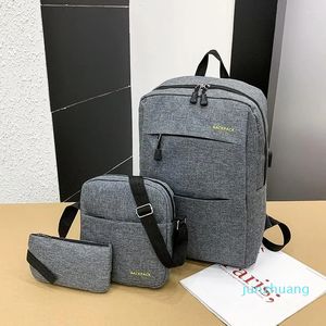 Designer -Mochila USB 3pcs Conjunto de Letras Casual Computador de Estudantes Masculino e Feminino Mochila de Grande Capacidade Atrás