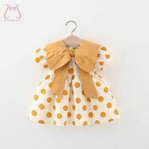 Kız Elbiseleri Polka Dot Doğum Giysileri Yaz Pamuk Yay Günlük Elbise Kız Çocuklar İçin Kostüm Moda Toddler Çocuklar 0 ila 3 yıl 230725