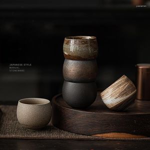 Cups Saucers Japanese Style Handmade Rough Ceramic Teacup Teaware Accessories Vintage Stoare Tea Cup Ancient Single