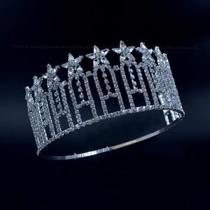 Pageant Crown Stars Miss Beauty Yarışması Yüksek Quanlity Rhinestone Tiaras Gelin Düğün Saç Aksesuarları Ayarlanabilir Kafa Bandı MO230216M