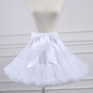 Kadınlar lolita cosplay petticoat a-line kabarık tutu etek katmanlı tül bale dansı pettiskirtler büyük bowknot fanil