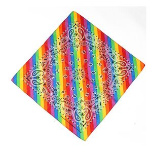 Bandanas colorf gökkuşağı taze pamuklu karchiefs kırmızı turuncu sarı yeşil mavi mor 6 renk çizgili baskılı kare eşarp sihir damlası de dhcbs