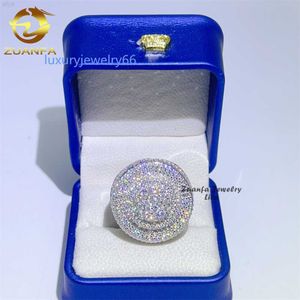 Bant Yüzükleri Özel Büyük Hip Hop Rapper 925 STERLING Silver VVS Moissanite Buzlu Erkekler Elmas Yüzük