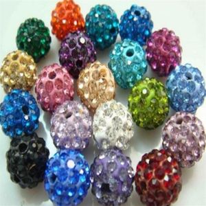 10mm 5 sıralar çift delik AB Yumuşak Kil Bala Reçine Boncuklar Gevşek Kakma Yuvarlak Rhinestone Ball Shambala Boncuk Bilezik Kolye Accessor245n