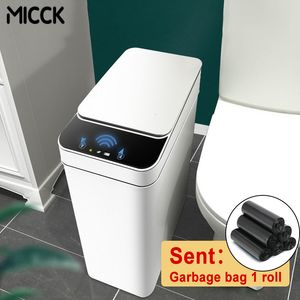 Waste Bins MICCK 12L Smart Trash Can Waterproof Automatic Sensor Garbage Can For Bathroom Kitchen Garbage Cube Living Room Recycle Bins 230725