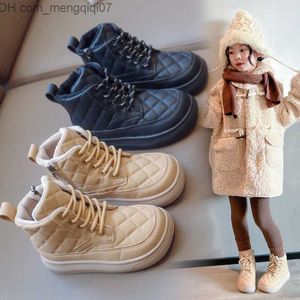 Spor ayakkabı çocuk pamuk botları 2023 Kış İngiliz tarzı 2-15 yaş için hafif moda botları süper yumuşak rahat ve sıcak z230726