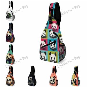 Panda Bolsas de Ombro Papel Geométrico Arte Bolsa de Peito Moda Masculina Design Bicicleta Bolsa Sling Personalizada Telefone Casual Bolsas Pequenas Menino Bolsas de Viagem 230726