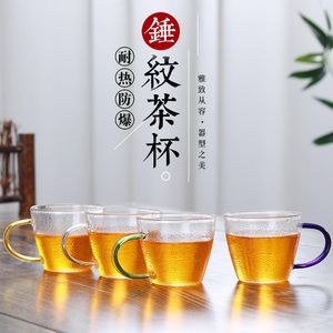 Инструменты 6шт 120мл прозрачная стеклянная чашка Чайная чашка Набор из 6 чайных приборов с ручкой Кружки в китайском стиле Кофе Молоко Вода Напиток Посуда для напитков Горячая