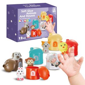 Puppen Weiche Kleber Niedlichen Tier Passenden Häusern Lernspielzeug Gummi Fingerpuppe Spielzeug Für Kinder Spielen 230726