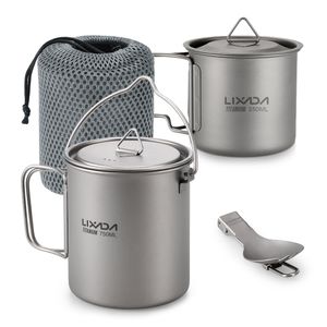 Camp Kitchen Lixada Pot Camping Water Cup Mug Lightweight 750ml 350ml Spork Outdoor Tableware 230726