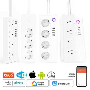 Akıllı Güç Fişleri Yeni Tuya Akıllı WiFi Socket Güç Şeridi 4 Fiş 4 USB Portlu Çoklu Fiş Alexa Home ile Uyumlu Akıllı Yaşam Akıllı Ev HKD230727