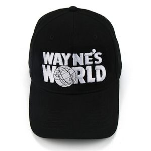 Ball Caps Waynes World Black Cap Hat Beyzbol Moda Tarzı Cosplay İşlemeli Kamyoncu Unisex Mesh Ayarlanabilir Boyut 230727