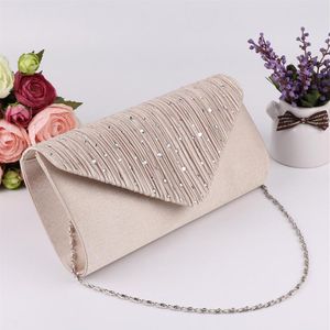 High Quality Cheap Women Satin Evening Bags Crystal Beads Bridal Hand Bags Clutch Box Handbags Wedding Clutch Purse for Women289Q