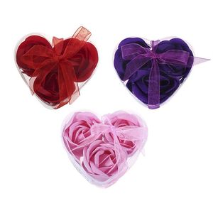 Aroma kalp gül sabun çiçekleri banyo vücut sabun romantik hediyelik eşyalar sevgililer günü hediyeler düğün iyiliği parti dekor 3pcs box2525