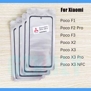 Кормление 10 шт./Лот передний стекло + OCA LCD Внешняя линза для Xiaomi Poco F3 F1 x2 Poco F2 X3 Pro NFC Панель сенсорного экрана