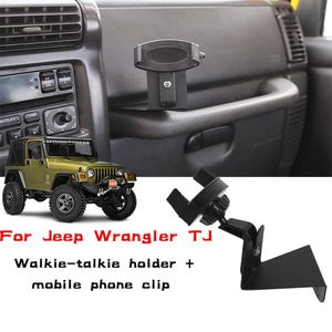 ABS Metal Black Mobile Phone Crackte Crackte Walkie-Talkie Stand для Jeep Wrangler TJ 1997-2006 Автоматические внутренние аксессуары245E