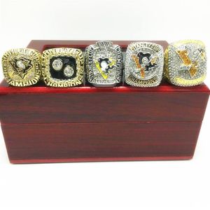 5pcs Ring Pittsburgh Penguins Stanley Kupası Hokey Şampiyonası Set Erkekler Hayran Hadi Hediyesi Whole234V