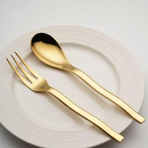 Учебные посуды наборы золотой столовой посуды Западная посуда из нержавеющей стали набор вилок Spoon Spoon Feel Edal