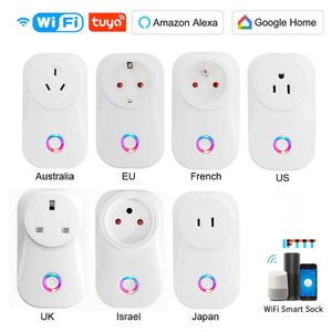 Smart Power Pults Tuya Wi -Fi Smart Plug Eu UK US FRANCE JAPAN BRACIL ISREAL Швейцария Италия Гребень Alexa Voice Control поддерживается Home HKD230727