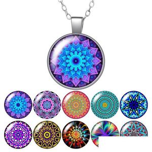 Подвесные ожерелья волшебные цветовые узоры цветы Любовь Круглое ожерелье 25 мм стеклян
