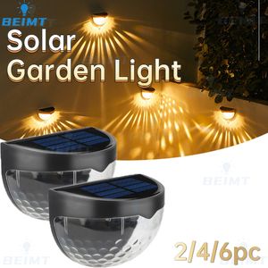 Bahçe Dekorasyonları Solar 6 LED YARIM Yuvarlak çitler Su geçirmez IP65 Açık Işık ve Gölge Gece Aydınlatma Avlu Duvar Lambası Merdiven 230727