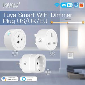 Smart Power Plugs MOES WiFi Smart Power Socket Plug Brightness Adjust Timer For Tuya Smart Life App Alexa Voice Control EU/UK/US HKD230727