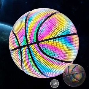 Баскетбольные баскетбольные голографические светящиеся отражающие прочные светящиеся баскетбольные мячи для внутренних ночных игр на открытом воздухе игрушки 230726