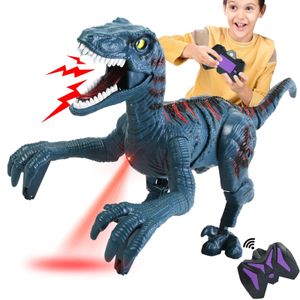 Электрические RC Животные RC Dinosaur 8CH 2,4 г дистанционного управления Velociraptor Toy Sound Light Electric Hoading Electronic Pet Kids подарок 230727