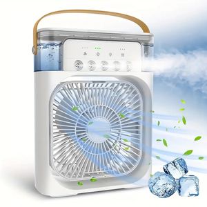 1pc Usb Air Conditioner Humidifier, Portable 7 Colors Light 600ml H2o Spray Mist, 3 Speed Air Cooling Fan Humidifier, Wet Aroma Essential Oil Diffuser, Summer Essential