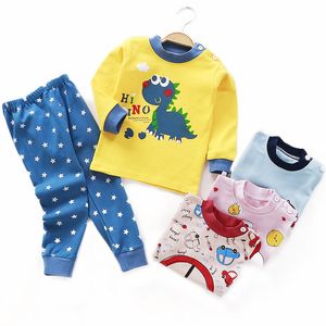 Conjuntos de pijamas infantis para bebês meninos e meninas conjunto de pijamas de algodão camiseta de manga comprida calça de desenho animado para meninas roupas de pijama terno 230728