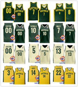 2023 FIBA ​​Avustralya Dünya Kupası Basketbol Formaları Joe Ingles Patty Mills Matisse Thybulle Matthew Dellavedova Dante Exum Nick Kay Jock Landale Duop Reke Josh Giddey