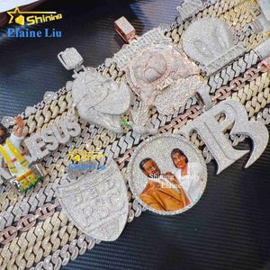 Üretici Doğrudan Satış Yüksek kaliteli hip hop buzlu ince mücevher 925 altın kaplama erkekler mektup adı kolye kolye