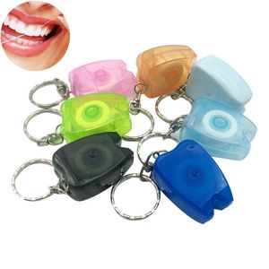 Outros Higiene Oral 10pcs Fio Dental Portátil em Forma de Dente Chaveiro Tipo Linha Plana Higiene Oral Cera Dentes Com Sabor Menta 230728