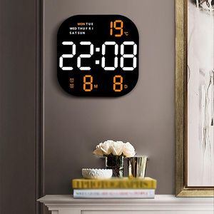 Wanduhren Dual Remote Clock Room Control Screen Smart Helligkeit Alarm Dekor Elektronische Große Wohnzimmer Digital
