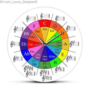 Orologi da parete Fifth Circle Music Theory Cheating Table Colore Orologio da parete Harmony Wheel Music Theory Equation Musician Art Clock Z230728