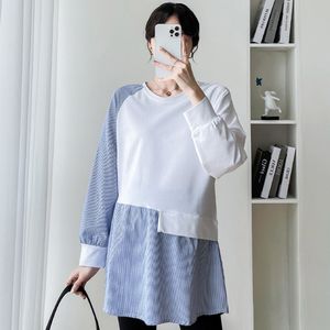 Annelik üstleri tees moda sweatshirt patchwork bluzlar gevşek bahar gündelik hamilelik gömlek kıyafetleri hamile kadınlar için 230728