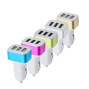 Taşınabilir 3 Portlu USB Araç Şarj Cihazı Rastgele Renk Dropshipping 12V/24V 1A Hızlı Şarj Üçlü Bağlantı Noktaları Otomatik Şarj Cihazı Adaptörü