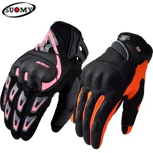 Suomy Summer Motorcycle Gloves Full Finger Motorbike Gloves Breathable Women Men Pink ATV Rider Gloves Moto Guantes Motor Outdoor 243U