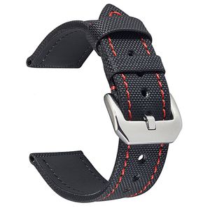 Watch Bands Luxury Erkekler Naylon Kayış Deri 20mm 22mm 23mm Siyah Naylon Band Straps Su Geçirmez Wrsitband 230728