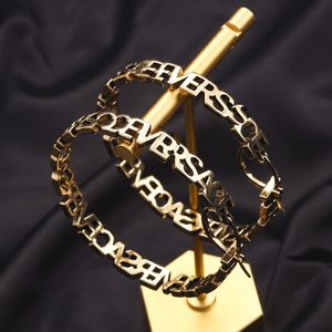 18K Altın Kaplama Çember Küpe Paslanmaz Çelik Tasarımcı Küpeler Yeni Cazibe Aşk Küpeleri Düğün Partisi Hediyeleri Nişan Küpe