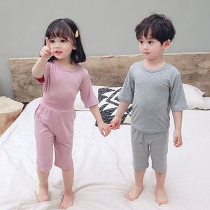 Pijamalar Bahar Yaz Bebek Kız Giysileri Setleri Çocuk Pijama Çocukları Ev Giyim Modal Nightwear Çocuk Kapalı Giyim Pijamas Suit 230728