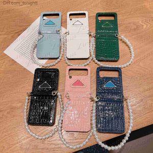 Клазы с мобильными телефонами Классический дизайнер крокодил скин для мобильного телефона для Samsung Z Flip 4 3 Польский PU кожаный оболоч