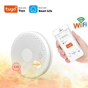 Other Alarm Accessories 2 in 1 Version WiFi Function Tuya And Smart Life Smoke Detector Sensor Carbon Monoxide Co Gas Fire Sound 230727