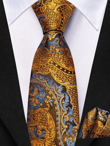 Papillon Cravatta di seta per bambini Oro blu floreale Designer di lusso Handky Cravatta per bambini 120 cm di lunghezza 6 cm di larghezza Fashion Party Dropship Hi-Tie