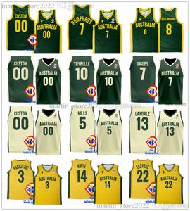 2023 FIBA ​​Avustralya Dünya Kupası Basketbol Formaları Joe Ingles Patty Mills Matisse Thybulle Matthew Dellavedova Dante Exum Nick Kay Jock Landale Josh Giddey Josh Green