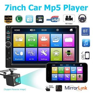 7 inç 2 Din Bluetooth Araba Video MP5 Radyo Çalar Aynası Bağlantı Direksiyon Çarkı Kontrolü Arka Görünüm Kamerası İsteğe Bağlı228T