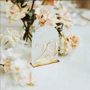 Outros artigos para festas de eventos Números de mesa em forma de arco - Números de mesa de casamento dourados com suportes - Números de mesa em 3D - Decoração de recepção de casamento 230728