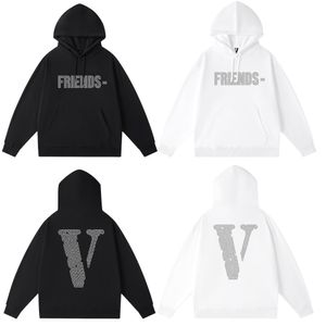 Vlone Hoodies Trailsuit Erkekler Tasarımcı Hoodie Big V Grafik Pamuk Hoodies Erkekler için Cep Uzun Kollu Sweatshirtler Baskı Uzun Kollu Tees Üst Cep Tam Zip Kadınlar