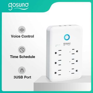 Smart Power Pults Gosund P2 Smart Wall Outlet Extender 3 USB -порты 6 розетки AC Actlets Extender для Alexa 90 дней бесплатная замена HKD230727